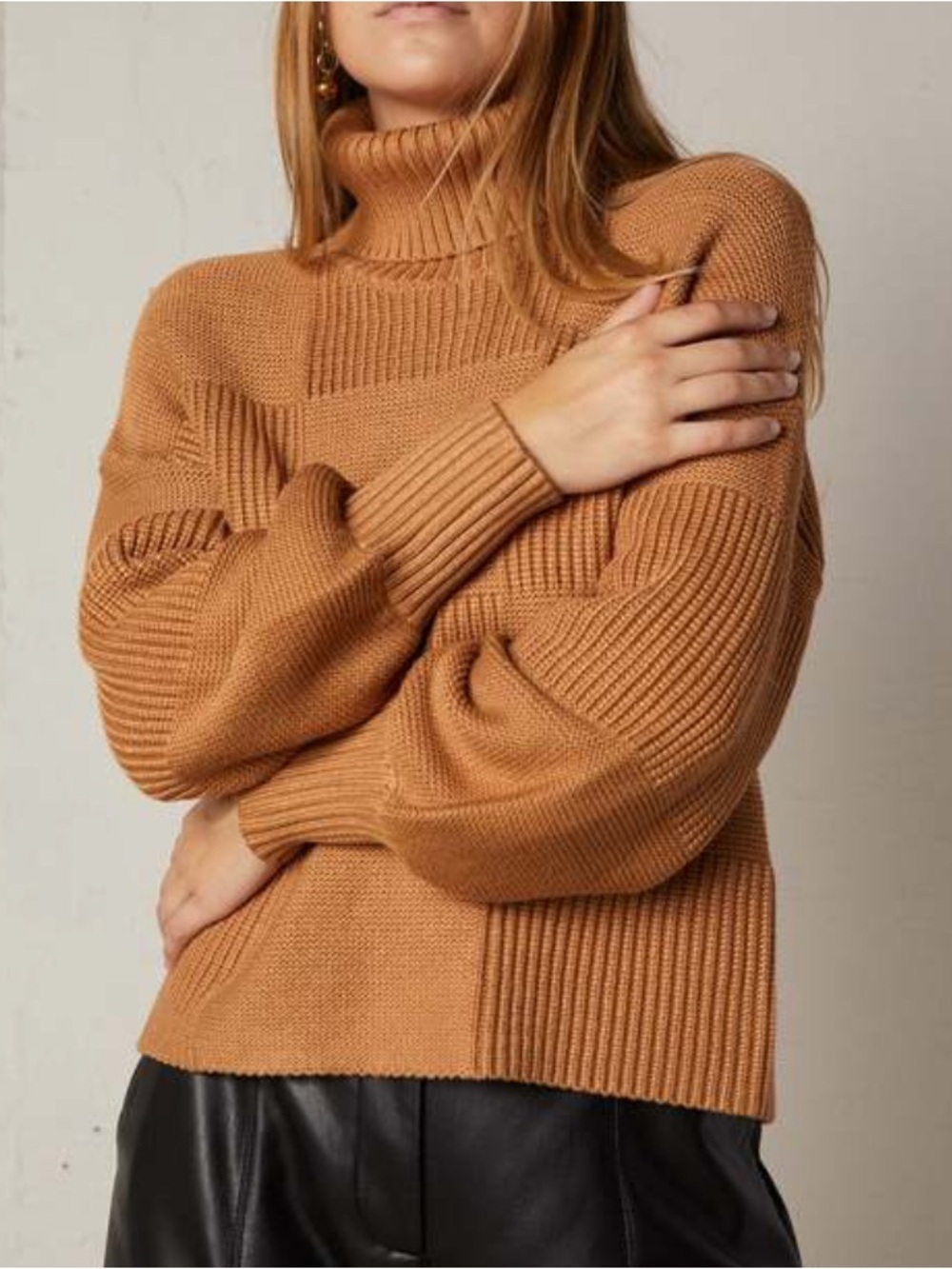 STAUD Benny Oversized  Turtleneck Knit Red Merlot Sweater - Picture 4 of 9
